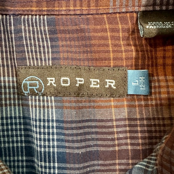 Roper Plaid Button Down Shirt Western Rodeo Festival Bulls Youth Lg - Picture 3 of 10
